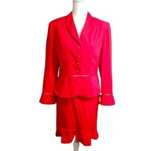 Danny & Nicole Red Peplum Blazer & Skirt Set Size 6